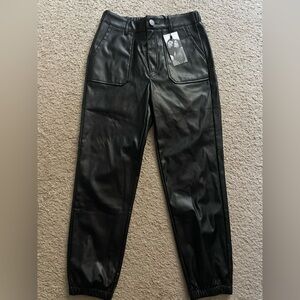 Kendall & Kylie Black Faux Leather Pants Joggers NWT